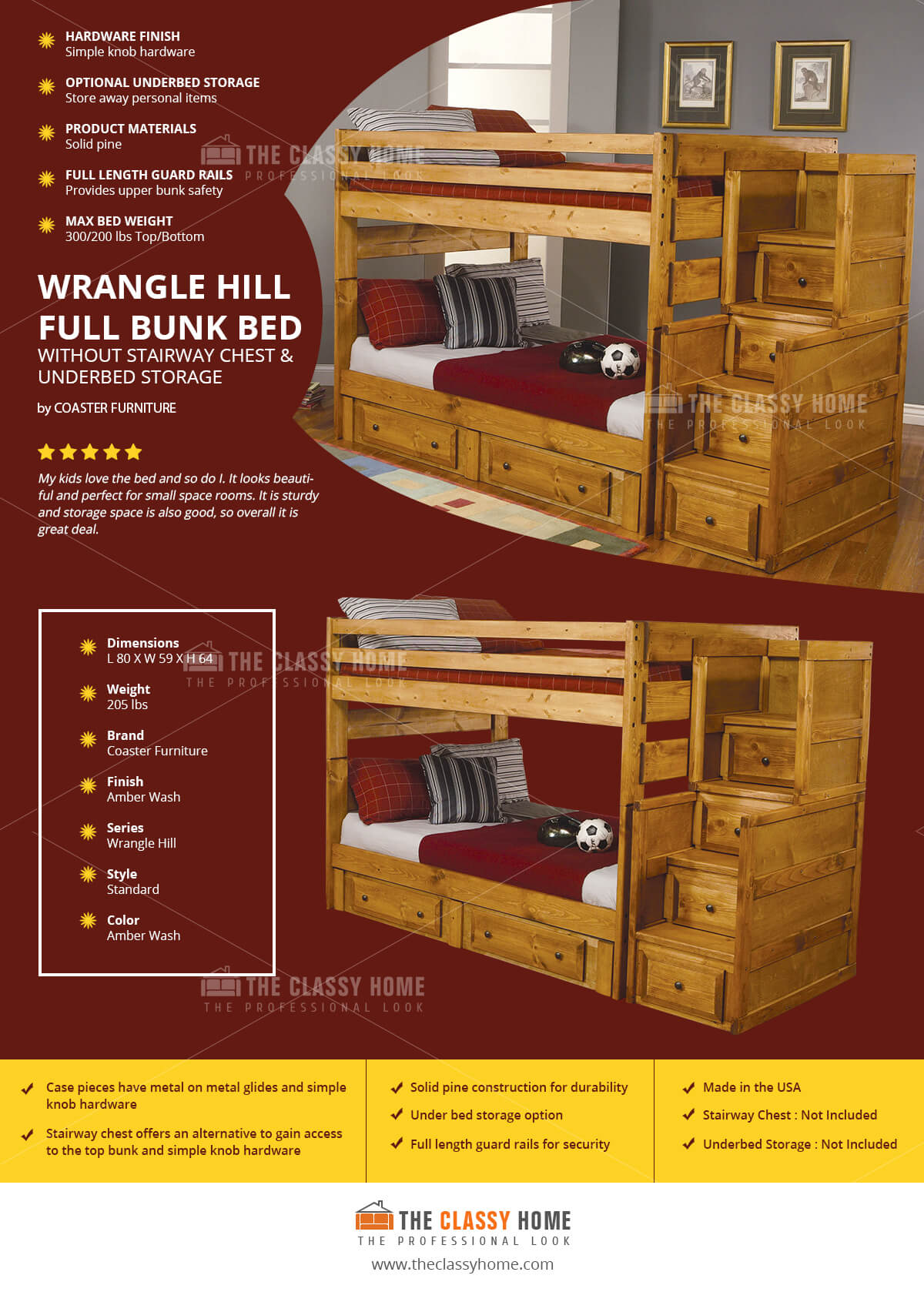 Coaster Furniture Wrangle Hill Amber, Wrangle Hill Full Over Full Bunk Bed