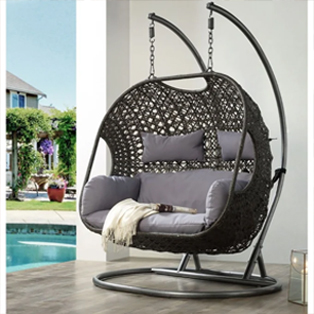 Acme Furniture Vasant Grey Patio Swing Chair with Stand