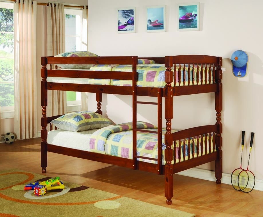 Coaster Furniture Medium Brown Wood Ladder Bunk Bed | The Classy Home