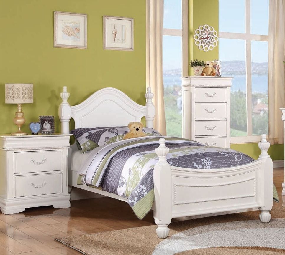 Acme Furniture Classique White 2pc Bedroom Set with Twin Bed | The ...