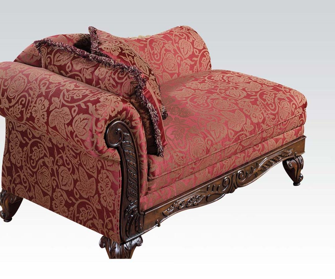 Acme Furniture Fairfax Magenta Chaise with Two Pillows | The Classy Home