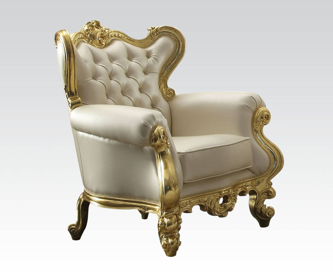 Jules Gold White PU Accent Chair The Classy Home