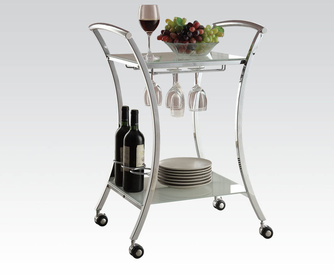 Anker Chrome White Metal Glass Serving Cart | The Classy Home