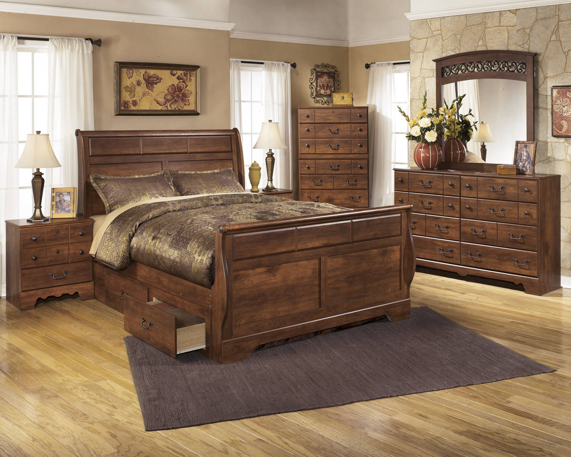 Ashley Furniture Timberline 2pc Bedroom Set With Queen Storage Sleigh Bed