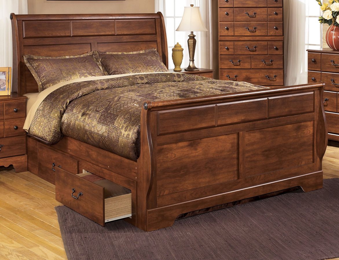 Ashley Furniture Timberline Queen Sleigh Storage Bed | The Classy Home
