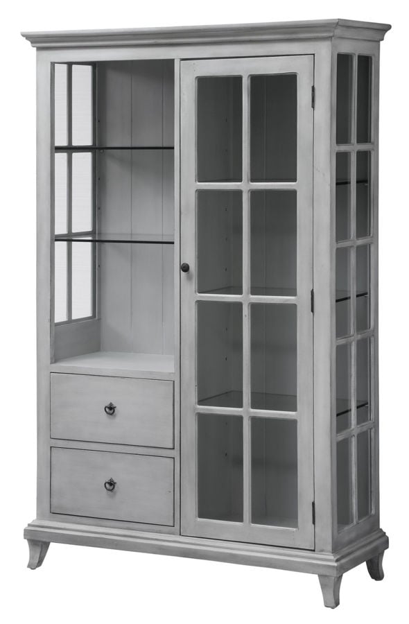 Crestview Collection Meadowbrook Antique White Curio Cabinet The