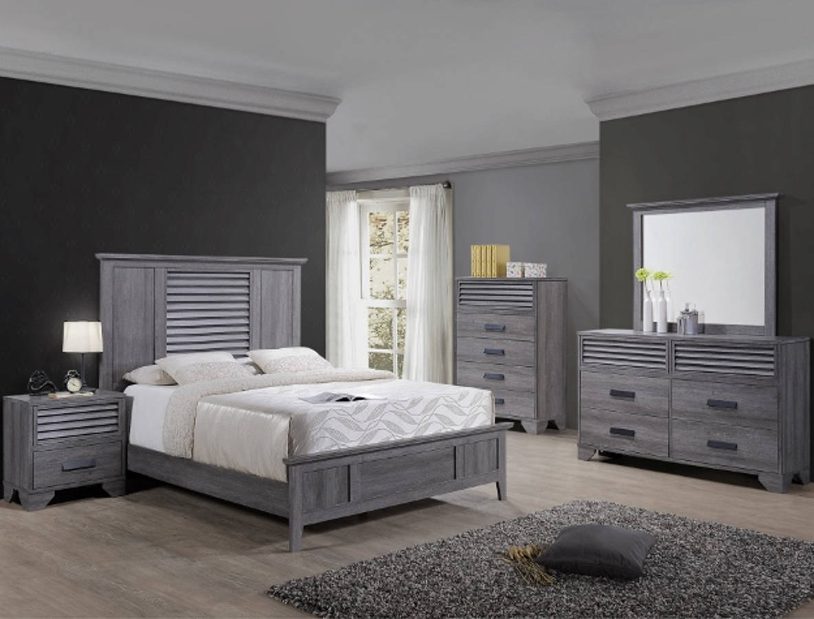 Crown Mark Sarter Weathered Grey 2pc Bedroom Set With King Bed