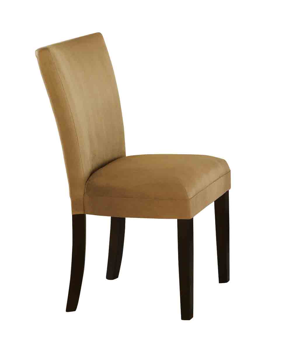 2 Bloomfield Transitional Gold Wood Fabric Parson Chairs | The Classy Home