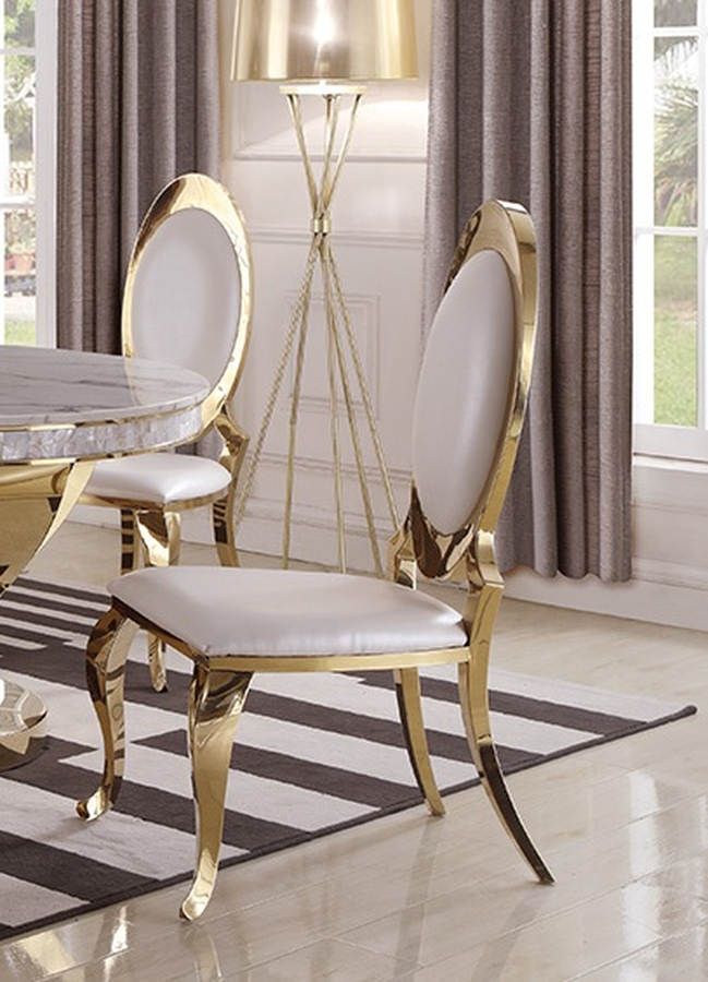 2 Coaster Furniture Kendall Cream White Gold Dining Chairs