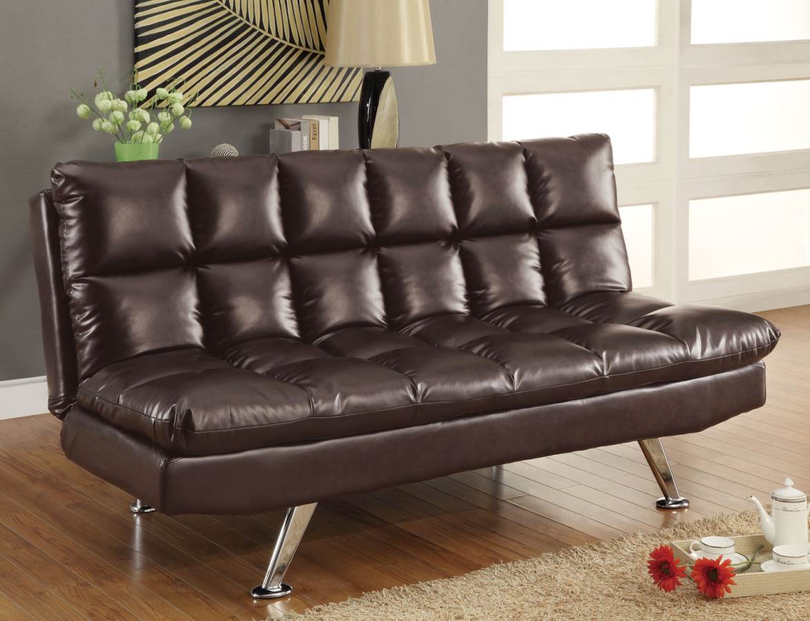 Transitional Dark Brown Upholstery Motion Fabric Sofa Bed | The Classy Home