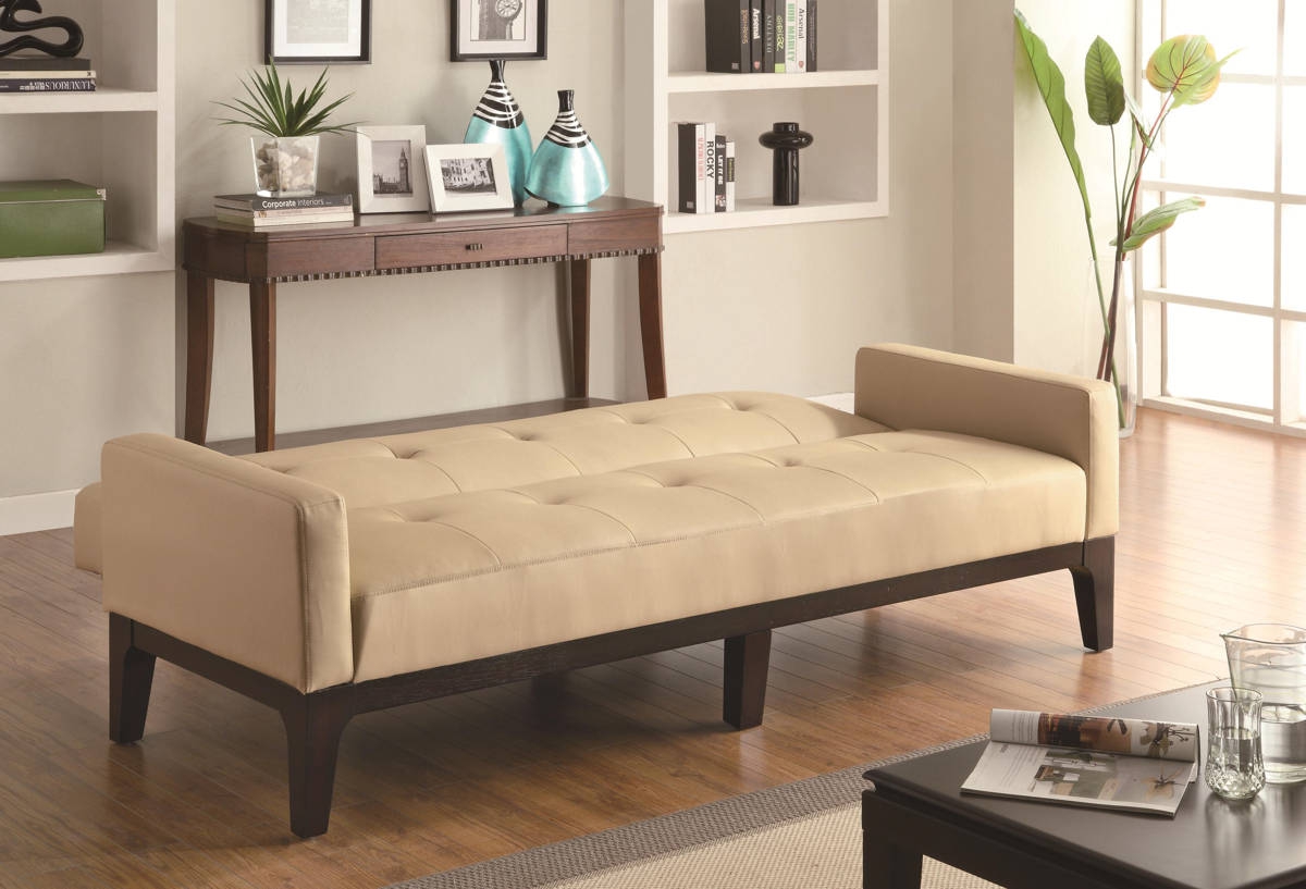 vinyl sofa bed beige