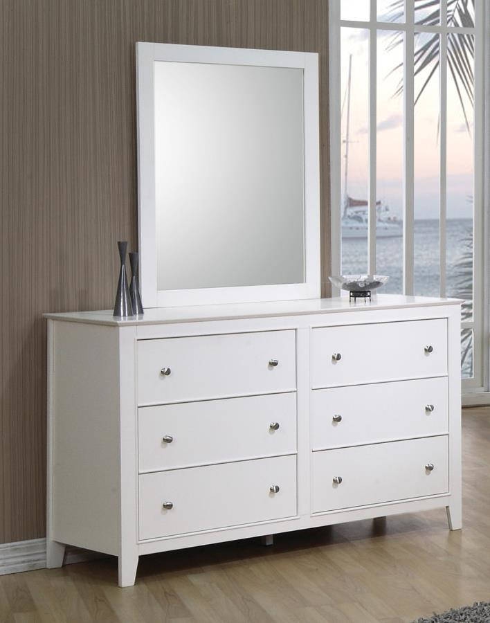 Coaster Furniture Selena White Dresser and Mirror | The Classy Home