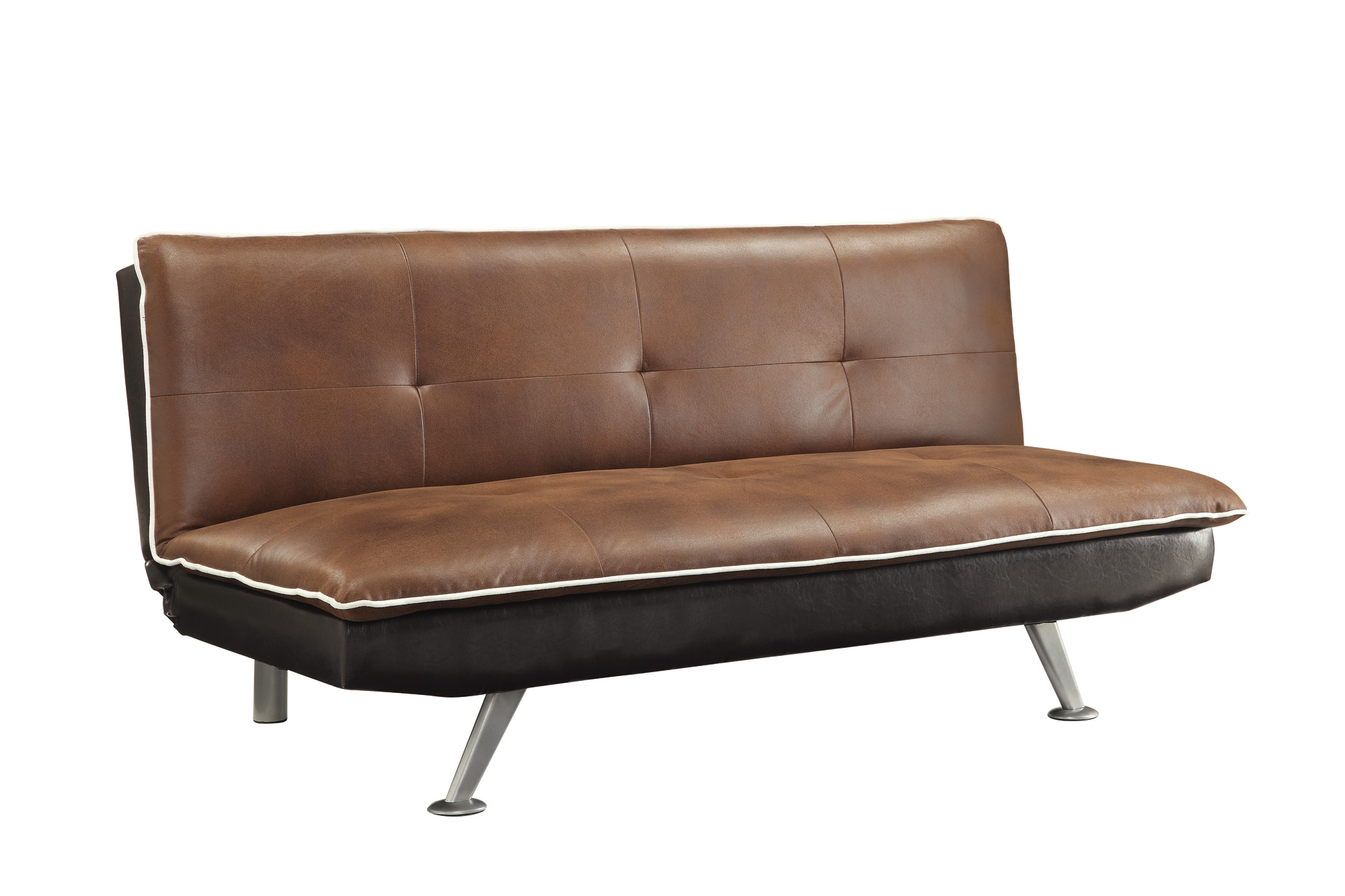 leather and wood sofa bed