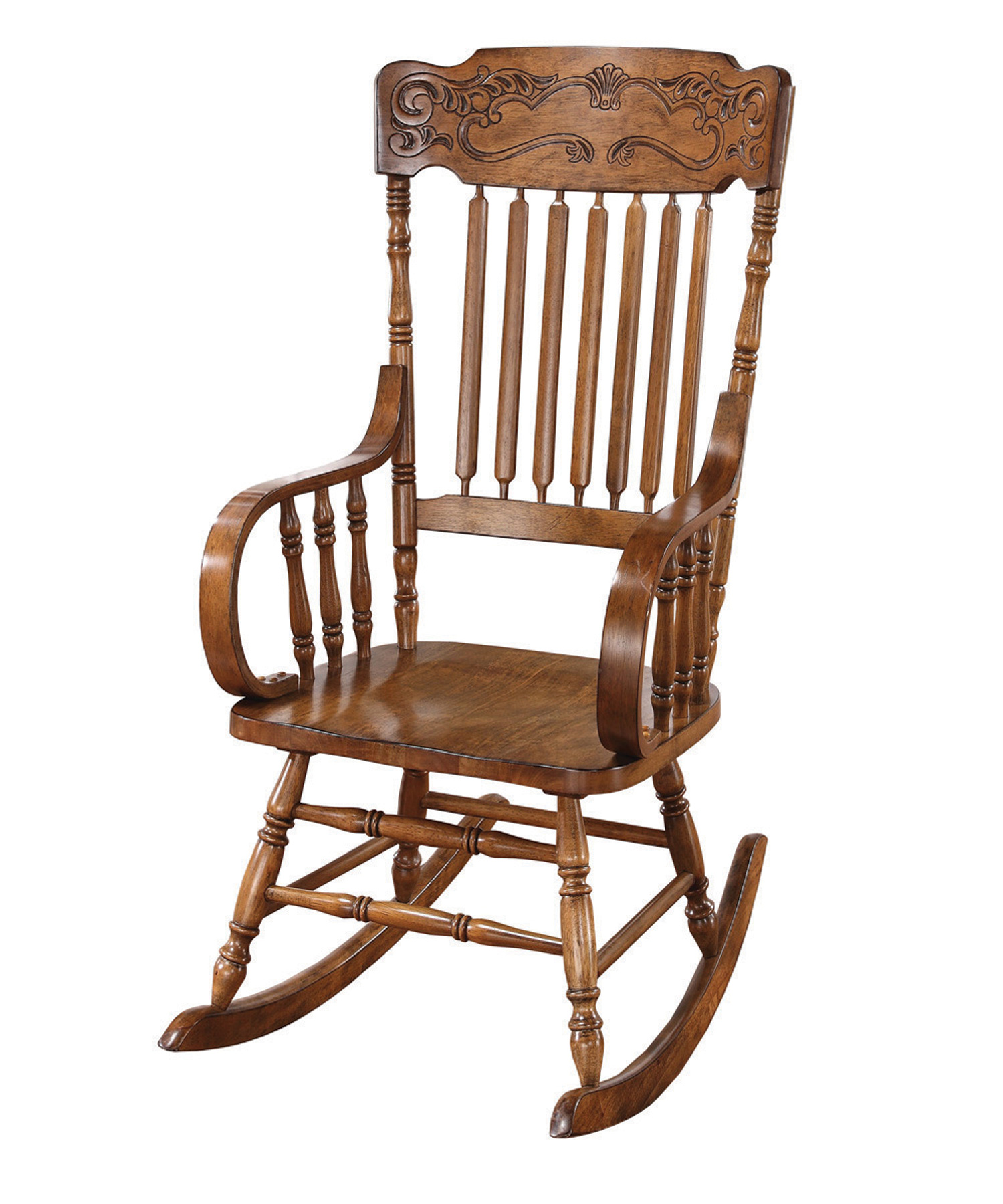 Traditional Brown Wood Rocking Chair w/Arm & Base Support 21032291464
