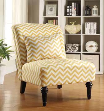 White Yellow Fabric Wood Accent Chair W Chevron Print The Classy