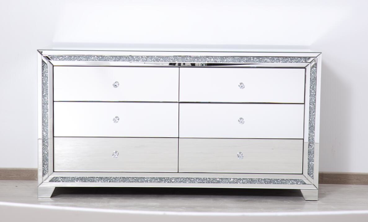 Elegant Decor Modern Clear Silver 60 Inch Crystal Cabinet The