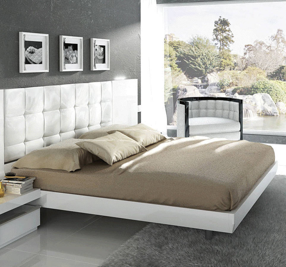 ESF Fenicia Spain Granada White Queen Bed with Light | The Classy Home