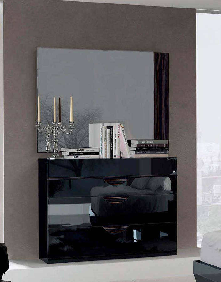 Esf Fenicia Spain Marbella Black Ebony Single Dresser And Mirror