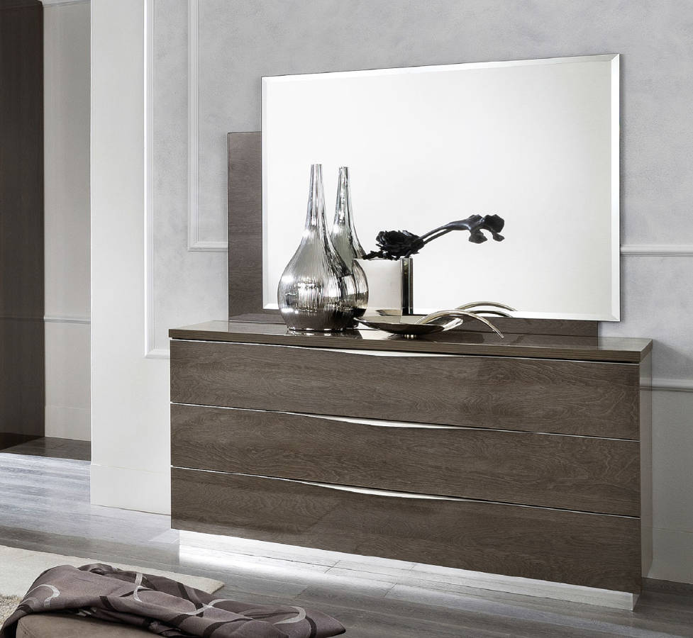 Esf Camelgroup Italy Platinum Brown Wood Single Dresser And Mirror