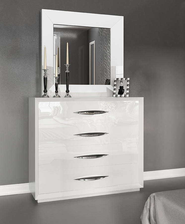 Esf Franco Spain Carmen White Single Dresser And Mirror The