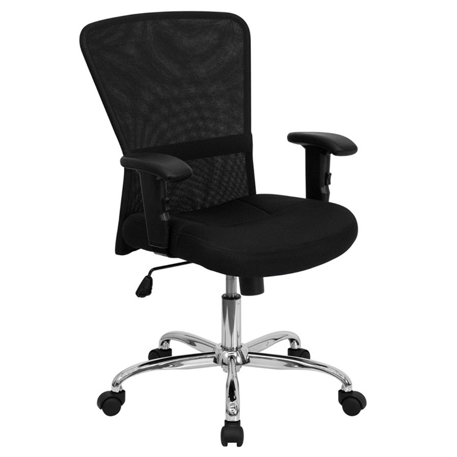 Flash Furniture Mid Back Black Mesh Computer Chair With Arms The