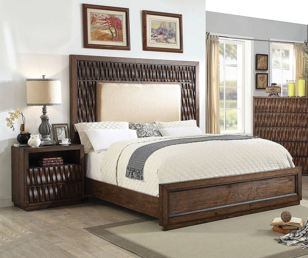 Furniture Of America Eutropia Fabric 2pc Bedroom Set With Cal King Bed