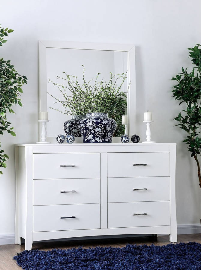 Furniture Of America Deanne White Dresser And Mirror The Classy Home