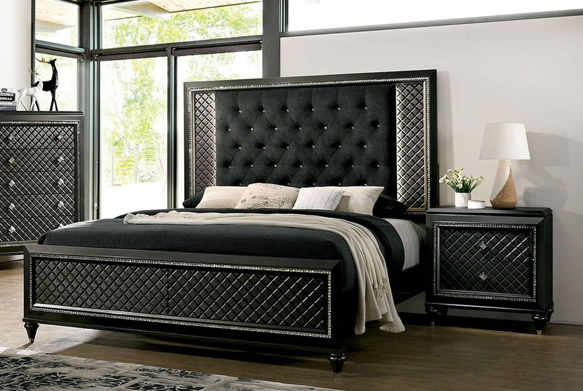 Furniture Of America Demetria Black 2pc Bedroom Set With King Bed