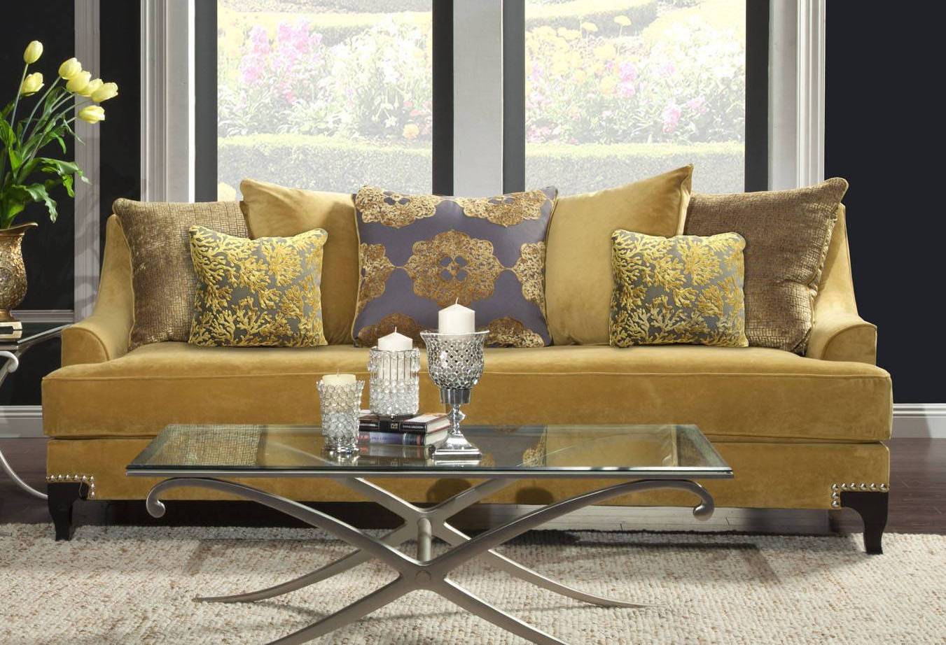 Furniture of America Viscontti Gold Sofa The Classy Home
