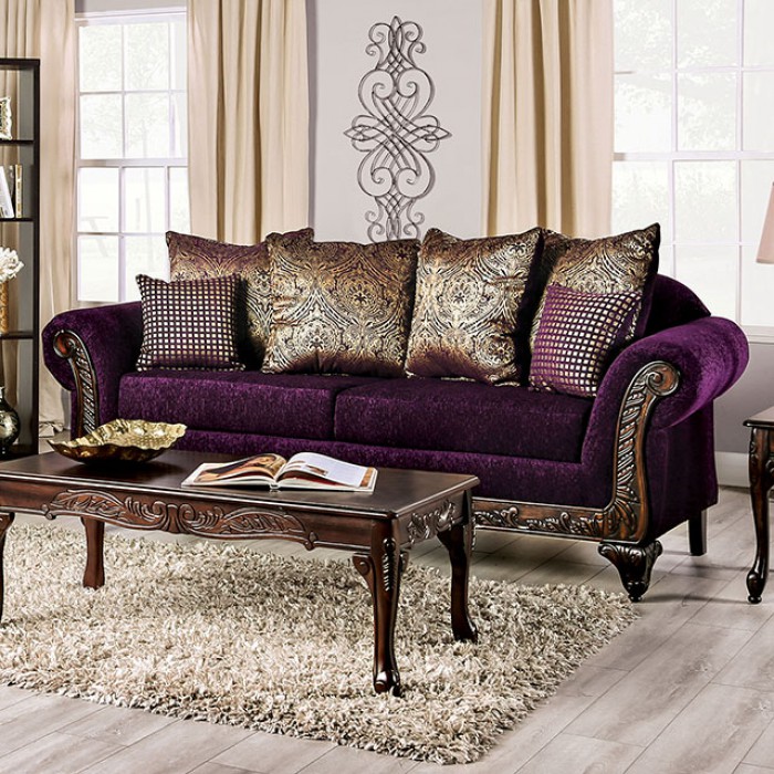 Furniture Of America Casilda Purple Sofa