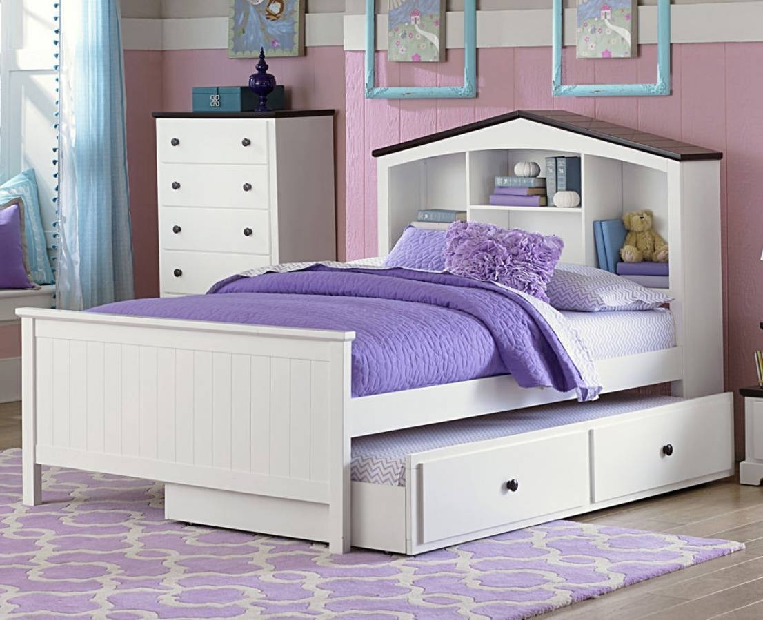 Lark Traditional White Wood Full Bookcase Platform Trundle/Toy Box Bed ...