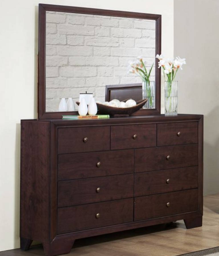 Home Elegance Kari Warm Brown Dresser and Mirror | The Classy Home