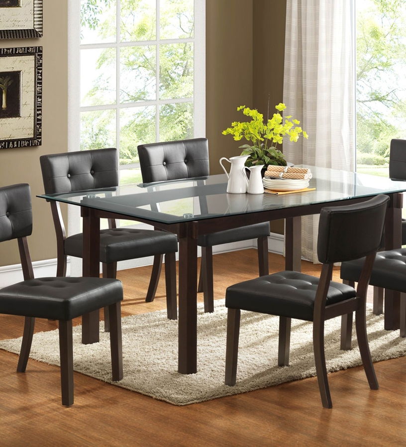 Clarity Espresso Wood Glass Dining Table 