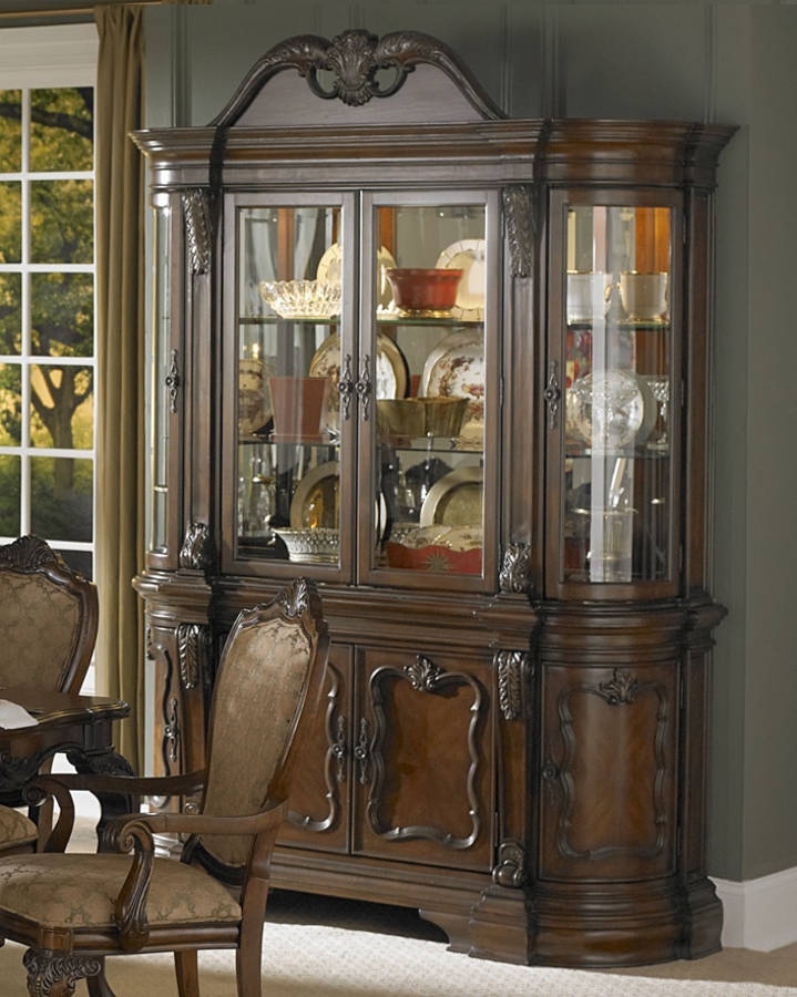 Cromwell Cherry Wood Glass Buffet & Hutch | The Classy Home