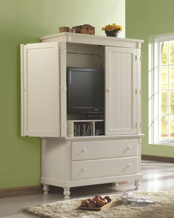 Pottery Old World White Wood TV Armoire The Classy Home