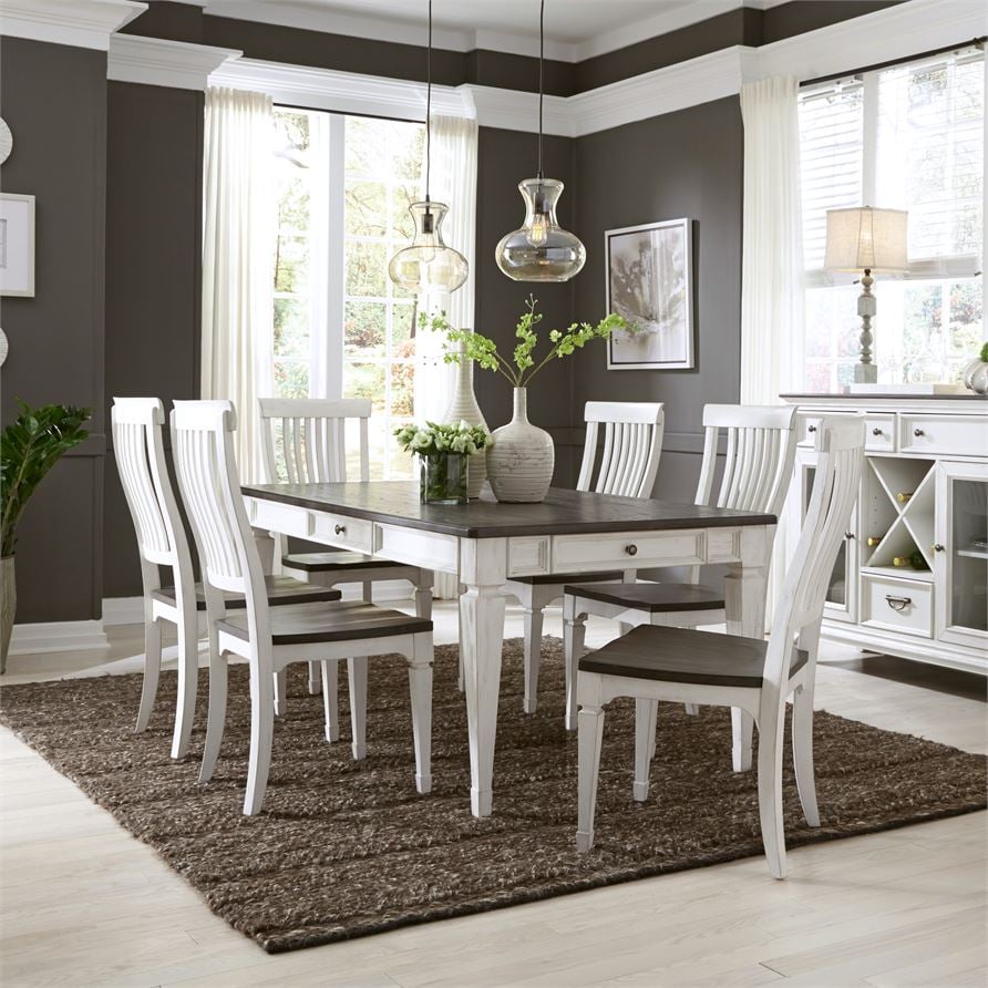 Liberty Allyson Park Brushed White Charcoal Rectangular 7pc Dining Room ...