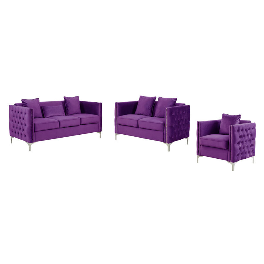 Lilola Home Bayberry Purple 3pc Living Room Set