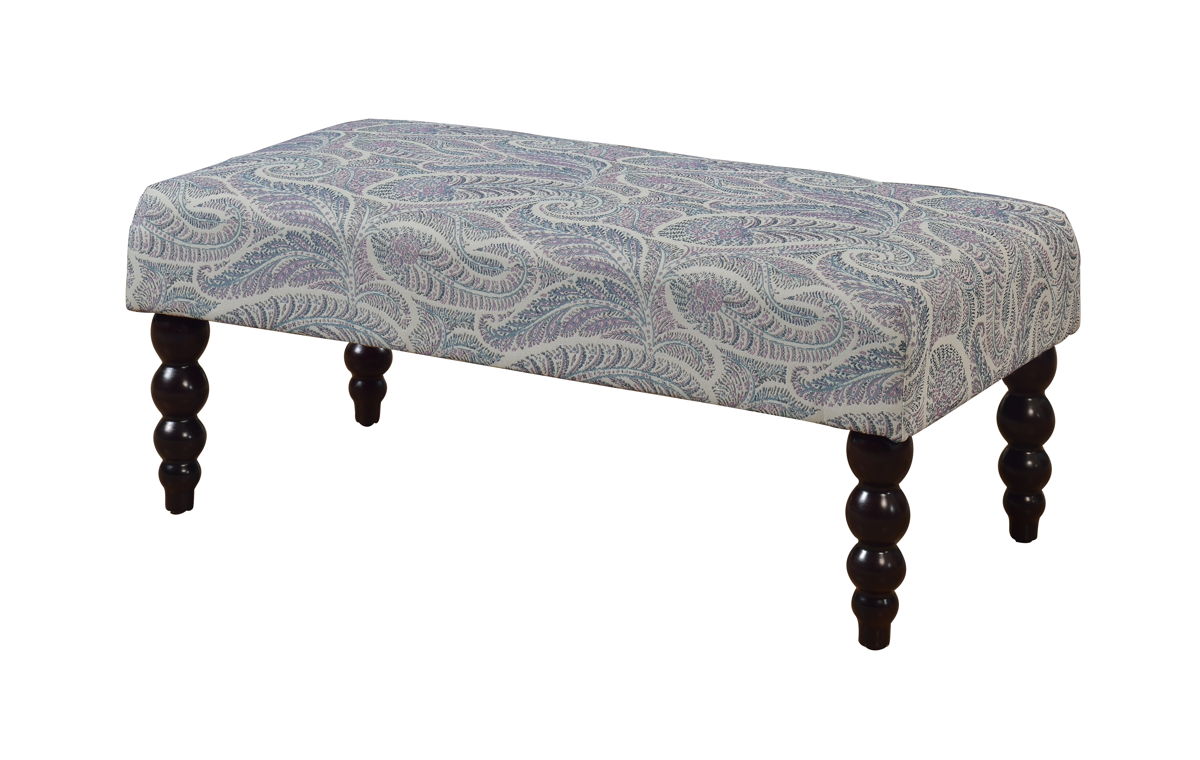 Claire Dark Walnut Solid Wood Fabric Bench | The Classy Home