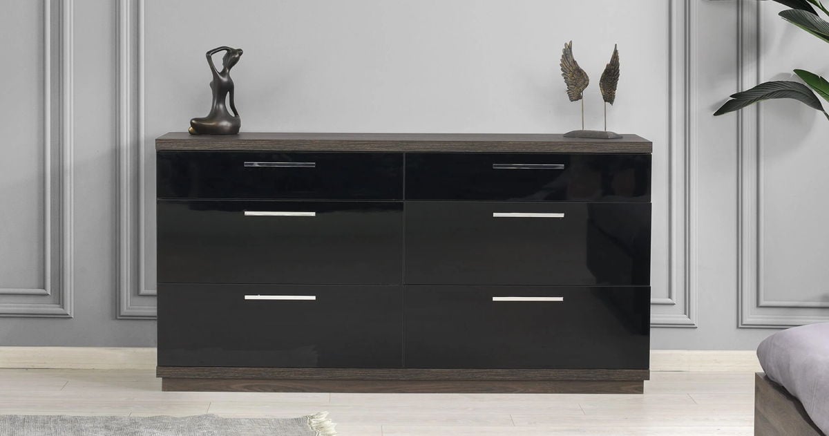 Kansole Napoli Black 6 Drawer Dresser, Progressive Furniture Willow Distressed Dressers Uk