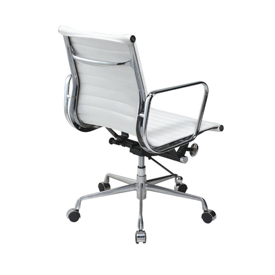 Ellwood Retro White Bi-Cast Leather Mid-Back Adjustable Office Chair ...