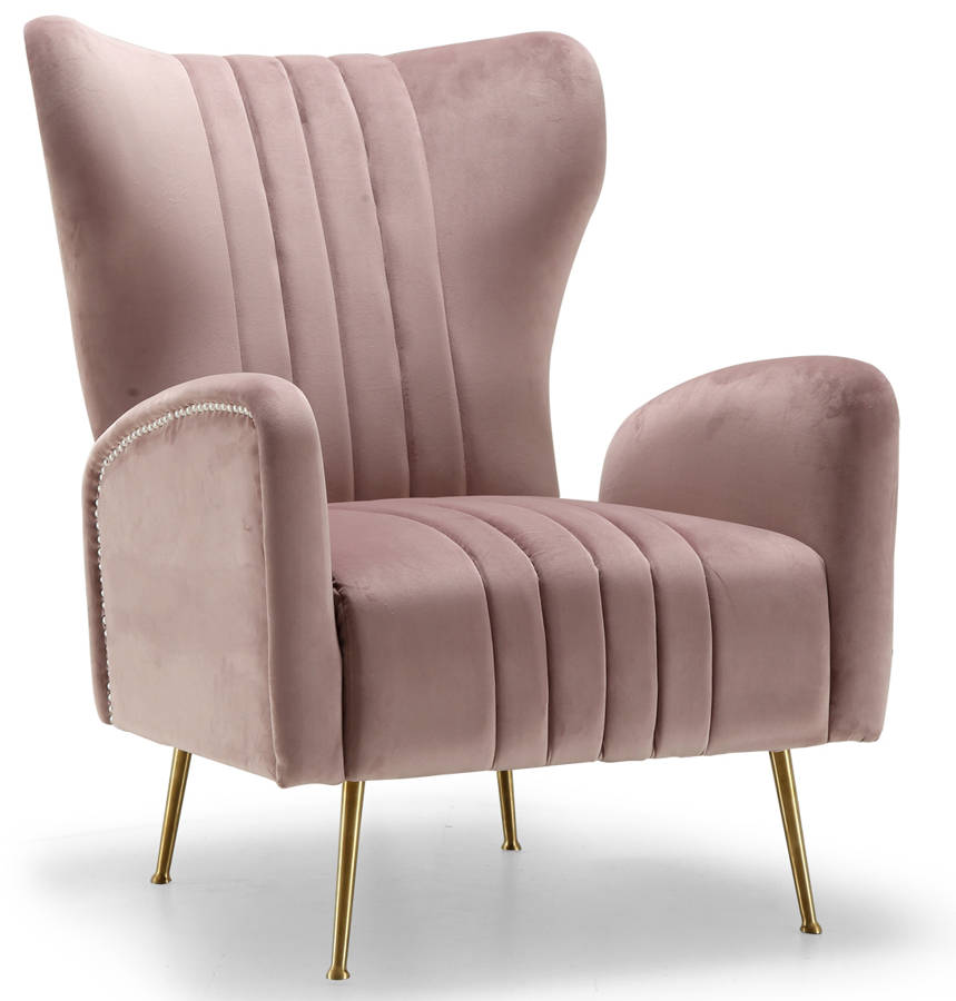 Meridian Furniture Opera Pink Velvet Accent Chair