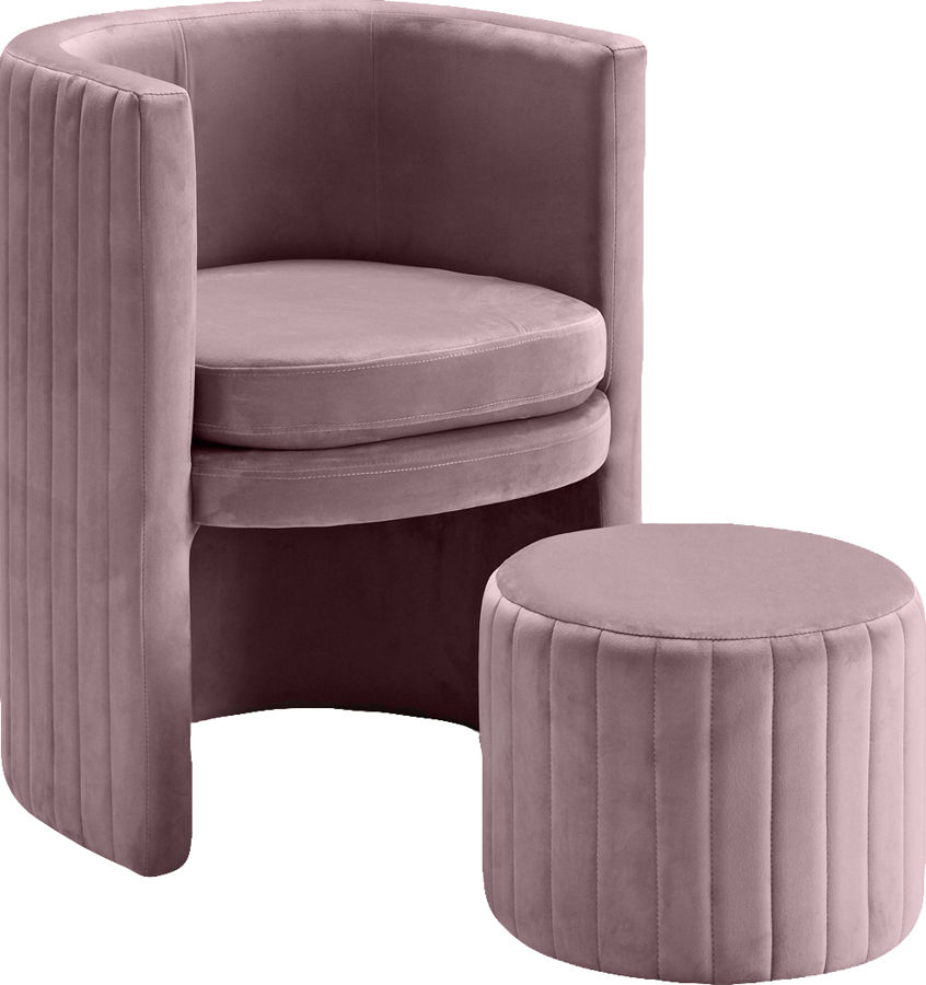 Meridian Furniture Selena Pink Velvet Accent Chair And Ottoman Set