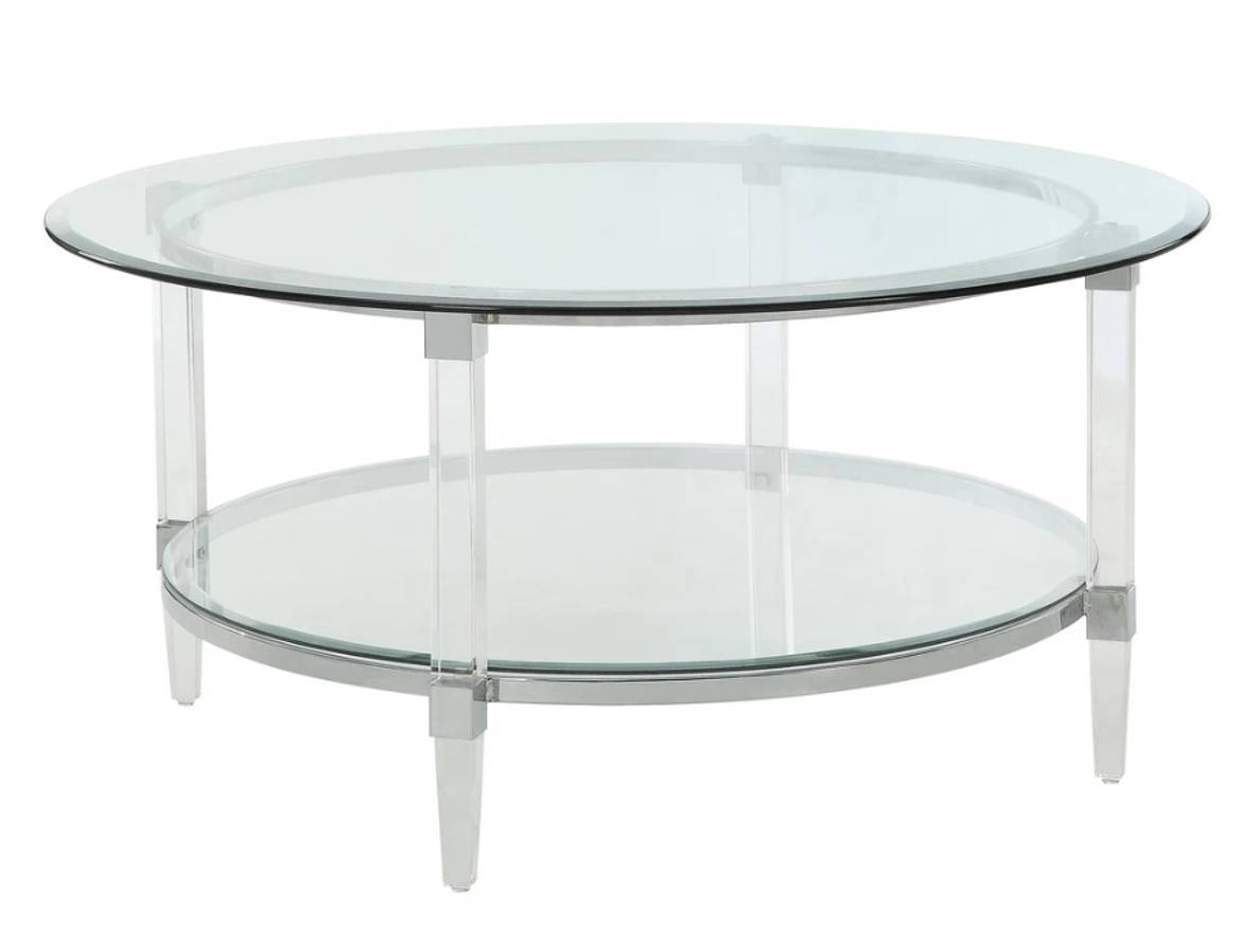 Homeroots Clear Acrylic Glass Top Round Coffee Table The