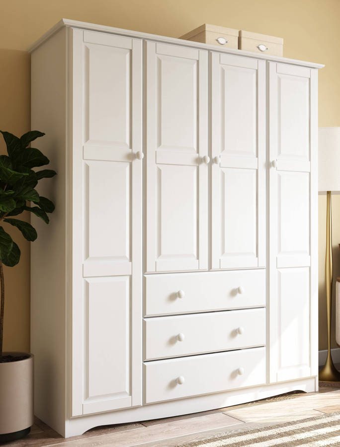 Palace Imports Family White Solid Wood, Armoire Solid Wood