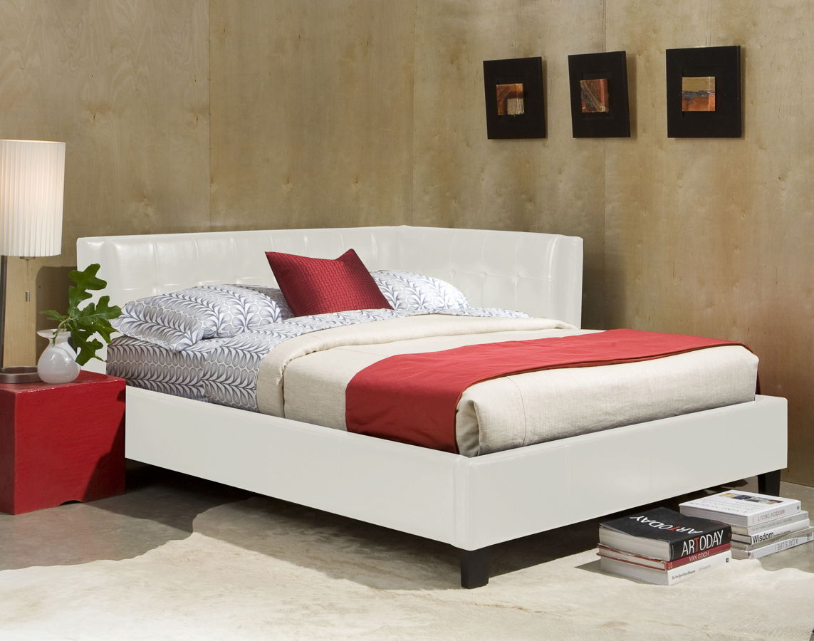 Rochester Corner Beds White Twin Upholster Bed | The Classy Home